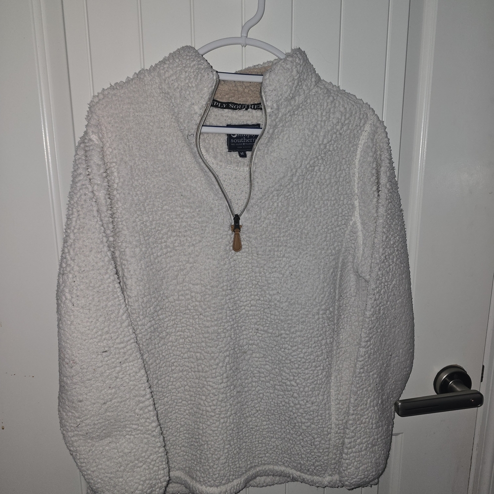 Simply Southern White Sherpa Quarter-Zip Sweatshirt